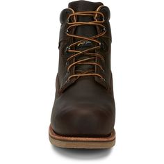 Chippewa Men's Bolville 6" Nano Composite Toe Waterproof Lace-Up Work Boot - Brown - 73201 On Sale Now! This Item Ships FREE! The Serious Plus 6" Waterproof Composite Toe Met Guard Puncture-Resisting work boot is designed for ultimate protection so you can focus on the job with confidence. The high-tech nano composite toe and metguard help protect from heavy loads and impact, while the Goodyear® leather welt with puncture-resisting insole board helps prevent the intrusion of sharp objects underf Composite Toe Work Boots, Sharp Objects, Work Boot, Profile Design, Medium Brown, Work Boots, Brown Boots, High Tech, Focus On