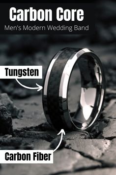 Men's Wedding Band | Men's Modern Wedding Band Mens Wedding Bands Carbon Fiber, Carbon Fiber Mens Wedding Band, Carbon Fiber Wedding Band Men Rings, Modern Black Tungsten Carbide Jewelry, Wedding Rings For Men Unique, Wedding Bands Men, Carbon Wedding Ring, Carbon Fiber Wedding Band, Mens Wedding Rings Vintage