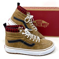 Vans Sk8-Hi Mte-1 Shoe High Top Brown Plaid Suede Women's Size Boots Vn0a5hzyy49 Brand New With Box. 100% Authentic! Traction - The Aggressive Reverse Waffle Lug Pattern Is Ready For Variable Terrain And Street Performance. The Lugged Tread Pattern Features A Siped Tire-Like Design For Increased Traction. Thermoregulation - The Zonal Primaloft Insulation Package Uses A High-Quality Microfiber Thermal Insulation System To Mimic The Warmth-Providing Properties Of Down, Keeping You Warm Without Ret Vans Lace-up Winter Boots, Casual Vans Boots With Round Toe, Casual Leather Vans Boots, Vans Sneakers For Fall, Vans Leather Sneakers For Fall, Vans Fall Sneakers, Fall Vans Sneakers, Vans Brown Sneakers For Fall, Vans High-top Winter Boots