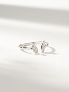 Dainty Angel Wings Ring Band in Gold | Uncommon James Angel Wing Jewelry, Dainty Angel Wings, Angel Wings Ring, Dainty Gold Band, Wings Ring, Angel Wing Ring, Angel Ring, Uncommon James, Angel Wings Jewelry