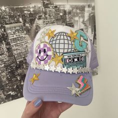 Can Be Made To Order With Different Initial. How? 1. Comment Initial 2. Make Offer 3. New Hat With Initial Will Be Sent Personalized Trucker Hat, How To Make Trucker Hats, Cute Trucker Hats With Patches, Diy Hat Bar Party, Retro Trucker Hat, Fall Trucker Hat, Hand Painted Trucker Hats, Women’s Trucker Hats, Trucker Hats With Patches Diy