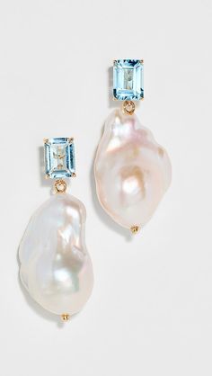 Mateo 14k Blue Topaz and Baroque Pearl Drop Earrings | Shopbop Jewelry Lookbook, Freshwater Cultured Pearls, Dream Jewelry, Jewelry Inspo, Pearl Drop Earrings, Baroque Pearls, Pearl Drop, Cultured Pearls, Accessories Jewelry