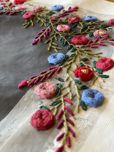 a close up of a piece of cloth with flowers on it