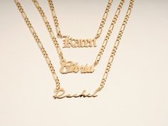 This 14k solid gold name necklace is made from a dainty, yet chic flat figaro chain. Its beautiful finish shines against your skin to accentuate your beauty. Don't forget to choose the best length that works for you! FEATURES • Material: 14k Solid Gold (Stamped 14K for authenticity) • Color Options: Yellow Gold • Chain Style: Flat Figaro Chain • Chain Width: 3.00 mm • Clasp Type: Lobster Clasp • Available Lengths: 14", 15", 16", 17", 18", 19", 20" For custom lengths feel free to contact us. We c Personalized Gold Curb Chain Jewelry, Personalized Gold Curb Chain Jewelry Gift, Gold Curb Chain Jewelry For Personalized Gifts, Personalized Gift Gold Jewelry With Curb Chain, Personalized Gift Gold Curb Chain Jewelry, Elegant Personalized Curb Chain Jewelry, Elegant Curb Chain Jewelry For Personalized Gift, Elegant Jewelry With Curb Chain For Personalized Gift, Elegant Personalized Yellow Gold Chain Necklace