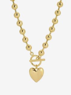 Leeada - Le Bébé Heart Toggle Necklace - Gold-Leeada-treehaus Luxury Yellow Gold Clavicle Charm Necklace, Gold-tone Jewelry With Heart Charm For Everyday, Gold Heart Necklace For Everyday, Everyday Gold Heart Necklace, Everyday Gold Plated Heart Charm Necklaces, 14k Gold Filled Necklaces For Everyday Valentine's Day, Gold Brass Necklace With Heart Charm, Valentine's Day Gold-tone Necklaces With Adjustable Chain, Everyday 14k Gold Filled Necklaces For Valentine's Day