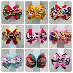 *Handmade hair bows🎀  *Bow is approximately 4"x 3.5" *Made with ribbon grosgrain and alligator clip. Hair Bow Instructions Beautiful Bows Boutique, Disney Ribbon Hair Bows, Boutique Hair Bow Tutorial, Fancy Hair Bows, Easy Hair Bows, Character Hair Bows, Bling Hats, Funky Bow, Unique Hair Bows