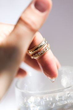 Texture! The milgrain detail added to the Folio Band perfectly compliments the seed detail finished on the Double Seed Ring. Stack complete with the Simple Band! Textured Gold Ring, Simple Band, Solid Gold Band, Ring Stack, Jewelry Studio, Signature Jewelry, Fine Jewelry Designers, The Double, Gold Band