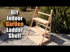 an outdoor garden ladder shelf made out of wood