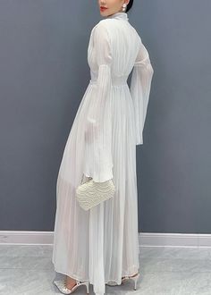 Elegant White V Neck Solid Chiffon Long Dresses FallFabric: ChiffonSize & Fit: Fit: This garment fits true to size.Length: Size L measures 47.97"from shoulder to hemBust: Great for any cup size. Waist: Loose Fit. Comfortable room throughout midsection.Hip: Loose Fit - room for hips. Hand Wash Cold. Long Dresses Fall, Orange Long Dresses, Long Fall Dresses, Fall White, Dresses Fall, Chiffon Dress Long, Comfortable Room, Fall Fabric, Green Print