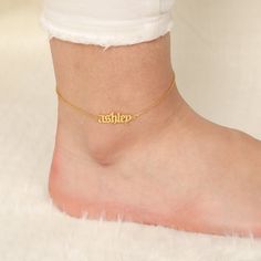 We creating this handmade personalized anklet you see mother using 925 sterling silver and 14k gold. It is the perfect accessory that will suit your shine or make it feel special. It will be a unique gift that will add meaning to your precious days such as graduations, birthdays, mother's days, wedding events. Sizing Information: For example, a 6 inch anklet is incrementally adjustable between 6 and 7 inches. If you like the personalized jewelry we have created for you, you can look at we other Personalized Adjustable Anklets As Gift, Personalized Adjustable Anklet For Gift, Personalized Adjustable Dainty Anklets, Personalized Adjustable Elegant Anklet, Elegant Personalized Gold Anklets, Name Anklet, Initial Anklet, Add Meaning, Medical Student Gift