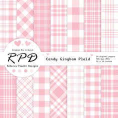 candy gingham plaid digital paper pack