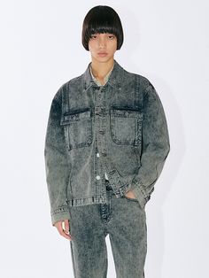 Editor's notesEZIO's trendy and casual denim jacket is made of Snow-washed denim expressing vintage mood.- Button closure- Pocket details- Semi cropped length- Overfit silhouette- Snow-washed denim fabricMeasurements(in.)95/100/105- Total length: 25.59 / 26.37 / 27.16 in.- Shoulder: 20.86 / 21.65 / 22.44 in.- Chest: 24.21 / 25.19 / 26.18 in.- Sleeve: 24.29 / 24.80 / 25.31 in.Model info - Man: Height 6'03 Woman: 5'80 Fitting size 105Composition & Care- 100% Cotton- Please check the care label Medium Wash Washed Button-up Denim Jacket, Medium Wash Washed Denim Jacket In Utility Style, Relaxed Fit Recycled Denim Jacket With Pockets, Spring Dark Wash Rigid Denim Jacket, Spring Recycled Denim Button-up Jacket, Relaxed Fit Washed Denim Jacket In Recycled Denim, Vintage Rigid Denim Jacket For Fall, Fall Medium Wash Rigid Denim Jacket, Trendy Relaxed Fit Faded Denim Jacket