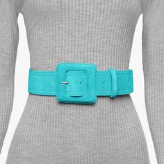 Our Square Buckle Belt is a best seller. Made of genuine suede leather and handcrafted in Brazil, this must-have-belt will accentuate your waistline and create a flattering silhouette. Available in different colors and designed to be worn around the waist. Strap width: 2” (5cm) Buckle width: 3. 1” (8cm) Buckle length: 3. 1” (8cm)  Women's Waist Belt with Square Buckle Upper: Genuine Suede Leather Lining: Synthetic Handmade in Brazil Womens Belts Fashion, Women's Belts, Suede Belt, Mens Jewelry Bracelet, Buckle Belt, Independent Designers Fashion, Waist Belt, Belts For Women, Turquoise Blue