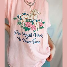 Angel Shirt, Rose Pastel, Pink Tee, Pink Tshirt, Cat Cat, Pastel Pink, Small Businesses, Casual Fashion, Pastel