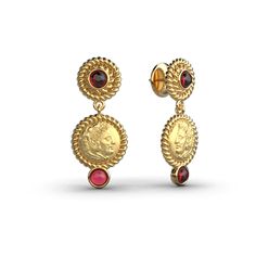 Discover our exquisite Made in Italy Dangle Earrings, crafted with meticulous artistry in either 14k or 18k gold and adorned with stunning natural Garnet cabochons ( 4 mm). Inspired by the grandeur of ancient Greece, these earrings feature a captivating reproduction of an ancient Greek coin, portraying the heroic Head of Herakles proudly donning the iconic lion skin. 14k or 18k gold Made in Italy Length 32 mm, Width 14 mm Lion Skin, Ancient Greek Coin, Greek Coins, Italian Jewelry, Greek Style, Garnet Earrings, Ancient Greece, Ancient Greek, Antique Collection