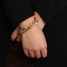 "Enjoy FREE SHIPPING WORLDWIDE+ 10% off all jewelry + Free beautiful gift wrap ❤ Welcome to My Store!❤ Already made- ship in 1-3 days! Elevate every day with this beautiful gold Link chain bracelet. Classic and super trendy for stacking and for everyday wear. ♦Materials♦ 14k gold plating/silver plating over aluminum. Nickel-free. ♦Measurements♦ Chain length: 15cm-5.9\"+ 5cm- 1.96\" extension chain 18cm-6.2\"+ 5cm- 1.96\" extension chain. . Chain thickness: 1.5cm- 0.6\" ♦Shipping♦ Please allow 1- Elegant Chunky Cuban Link Chain Bracelet, Elegant Bracelet With Chunky Cuban Link Chain, Trendy Chunky Cuban Link Chain Bracelet, Trendy Curb Chain Bracelet Gift, Trendy Curb Chain Bracelet For Gift, Trendy Curb Chain Bracelet As Gift, Trendy Cuban Link Curb Chain Bracelet As Gift, Minimalist Chunky Chain Bracelet, Trendy Cuban Curb Chain Bracelet As Gift