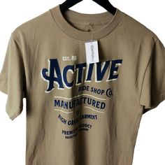 Nwt Active Ride Shop T Shirt Manufactured Premium Product Graphic Tee Short Sleeve Cotton Solid Logo Small S New Adult Unisex Fit Chest: 17" Length: 27" Nice Logo Compare Measurements To A Similar Sized Item To Ensure Proper Fit. Features: Solid Size: S Condition: New With Tags Urban Outfitters Beige Cotton Tops, Beige Cotton Tops From Urban Outfitters, Beige Cotton Tops By Urban Outfitters, Active Ride, Urban Outfitters Graphic Tees, Product Graphic, Urban Outfitters Top, Going For Gold, Oversized Graphic Tee