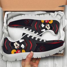 Funny Mickey Mouse, Black Metal Custom, Sneakers With Affordability Sneakers epitomize a harmonious blend of style and functionality. These versatile shoes, with their rubber soles and cushioned interiors, offer exceptional comfort for everyday wear. Featuring a trendy yet timeless design, they effortlessly complement various outfits and occasions, from casual outings to active adventures. Crafted with durable materials like canvas or leather, they promise resilience and longevity. These shoe... Funny Mickey Mouse, Shoes Birthday Gift, Mickey Mouse Shoes, Trendy Sneakers, Custom Sneakers, Shoes White, Dinosaur Print, Custom Shoes, White Shoes