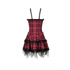 Material:Polyester,Rayon,Spandex 
Size:S-2XL 
Sku:DW597 Layered Slip Dress, Lace Hem, Red Dress, Slip Dress, Plaid, Spandex, Lace, Red