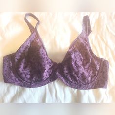 Never Worn, With Out Tags, Beautiful Lace Bra Purple Lace Bra, Purple Bras, Bra Sets, Bra Lace, Purple Lace, Lace Lingerie, Bra Set, Lace Bra, Victoria Secret