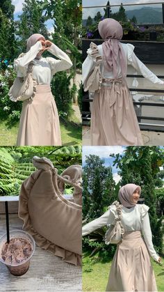 Spill?? Skirt Outfits Hijab, Singapore Outfit, Skirt Outfits Aesthetic, Garden Party Outfit, Ruffle Outfit, Long Skirt Outfits, Muslim Fashion Hijab Outfits, Hijabi Fashion Casual, Indonesian Girls