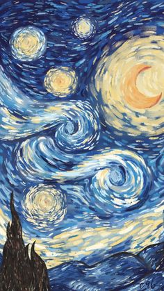 the starry night painting is shown in this image