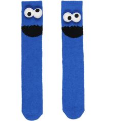 Step into the whimsical world of Sesame Street with the Cookie Monster 3D Eyes Chenille Fuzzy Crew Socks, where fun meets cozy in a one-of-a-kind fashion statement. These aren't just socks; they're a plush tribute to one of the most beloved characters from the neighborhood of Sesame Street—Cookie Monster! Adorning these fuzzy wonders is the endearing face of the cookie-loving monster himself, complete with his amazing wide-eyed gaze. What sets these socks apart is the imaginative use of 3D plush Fun Winter Non-slip Socks, Fun Non-slip Winter Socks, Comfortable Blue Socks For Playtime, Cute Blue Socks For Stocking Stuffers, Non-slip Blue Socks For Winter, Cute Blue Socks For Playtime, Fun Round Toe Socks For Playtime, Cookie Monster Costume, Sesame Street Cookies