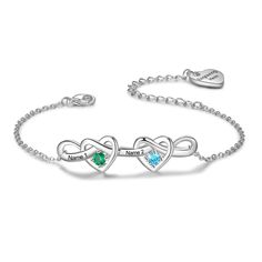 PRICES MAY VARY. 💖 Premium Material: Our personalized bracelets for women is made of high quality rhodium-plated-brass which is friendly for sensitive skin, high resistant of rusting and tarnishing, never rub off, comfortable and easy to wear. Original and personalized, stylish and meaningful. 💖 Personalized Name Bracelet: High polished heart bracelet, 2-7 birthstones can choose, each stone has its own meaning for you. Choose the style you like, click " customized now "on your right, and then Customized Infinity Jewelry For Valentine's Day, Personalized Infinity Jewelry For Her, Personalized Infinity Jewelry Gift For Her, Silver Infinity Heart Bracelet As Gift, Infinity Metal Bracelet As A Gift, Infinity Metal Bracelet Gift, Metal Bracelets For Birthday And Valentine's Day, Valentine's Day Infinity Jewelry, Personalized Infinity Metal Jewelry