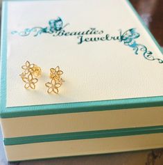 "♥ Extremely fashionable and cute are these flower stud earrings. Absolutely the perfect gift for any occasion and stacks well with other Earring styles. ♥ Details: * Made to Order. * Made in NYC. * Height: 10.4mm * Width: 6.2mm * Thickness: 1.5mm * Stone material: Available in Mined Diamonds or Cubic Zirconia * Stone shape: round * Total number of stones: 6 * Stone setting: prong * Metal: Available in solid 14k yellow, rose, or white gold * Finish: high polish * Diamond Details: ♥ We Offer : Fr 14k Gold Earrings With Flower Charm For Gift, 14k Gold Flower Earrings For Gift, Gold Flower Earrings With 3d Flowers, Dainty Gold Jewelry With 3d Flowers, Dainty Flower Earrings For Mother's Day Anniversary, Dainty Flower Earrings For Anniversary And Mother's Day, Dainty Yellow Gold Earrings With Birth Flower, Delicate Yellow Gold Birth Flower Earrings, Dainty Yellow Gold Birth Flower Earrings