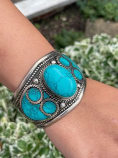 Bohemian Bangle Cuff Bracelet With Natural Stones, Traditional Turquoise Hand Wrapped Jewelry, Adjustable Turquoise Cuff Bracelet For Festivals, Traditional Turquoise Hand-wrapped Jewelry, Turquoise Bangle Bracelet For Festival, Bohemian Turquoise Gemstone Bracelet, Bohemian Gemstone Bangle, Bohemian Adjustable Gemstone Cuff Bracelet, Adjustable Turquoise Bangle For Festivals