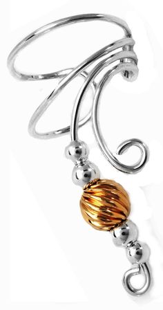 Ear Charms® Beautiful, Long Beaded Wave™ Ear Cuff Non-Pierced Earring Cartilage Wrap™ With a 5mm Gold Fill Twist Bead on Solid .925 Sterling Silver. A Versatile Gift Which Can be Worn with both Silver & Gold Jewelry. Easy to Slide On, Fully Adjustable for a Comfortable, Secure Fit. The Long Waves™ Are Casual and Come Down Onto Most Ear Lobes. Our 'Long' Wave™ Length Is Often Worn Alone as an Alternative to Your Regular Pierced Earrings Or As a Single or Pair Accent to Your Other Earrings. No Ear Cuff Jewelry, Twist Beads, Cuff Earring, Silver Gold Jewelry, Gold Ear Cuff, Ear Cuff Earings, Cartilage Earrings, Cuff Earrings, Long Curly