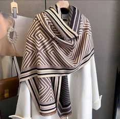 Luxury Design Women's Shawl. Warm, soft and elegant! Size: 26" x 65" Color: Taupe/ Brown/ Black Combo Brown Outfit, Women Shawl, Sand Beige, Charcoal Grey, Luxury Design, Shawl, Cashmere, Off White, Clothes For Women