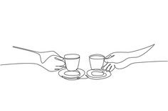 two hands reaching out to each other holding cups