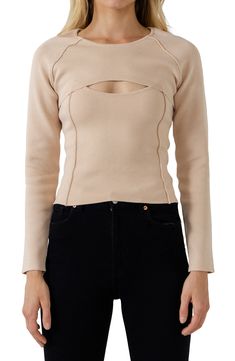 A removable bolero brings three-in-one styling options to this two-piece sweater set featuring exposed seams and a midweight feel. Set includes one knit top and one bolero 18 3/4" length Jewel neck Long sleeves 70% viscose, 30% nylon Hand wash, dry flat Imported Sweater Bolero, Two Piece Sweater Set, Sweater Season, Exposed Seams, Detailed Sweater, Knit Crop Top, Jewel Neck, Sweater Set, Round Neckline