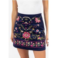 Brand New Without Tags. Never Worn. Size S. Side Zipper. Smoke And Pet Free Home. Casual Embroidered Fall Skirt, Blue Floral Embroidery Bottoms For Fall, Fall Blue Bottoms With Floral Embroidery, Blue Embroidered Mini Skirt, Casual Blue Skirt With Floral Embroidery, Casual Blue Embroidered Skirt, Casual Embroidered Blue Skirt, Embroidered Blue Mini Skirt, Multicolor Embroidery