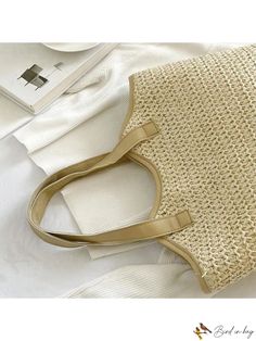 BirdinBag - Womens Bohemian Straw Beach Handbag: Stylish Woven Shoulder Bag for Travel and Shopping Bohemian Beige Beach Bag With Large Capacity, Trendy Beige Rectangular Beach Bag, Beach Season Large Capacity Beige Shoulder Bag, Beige Woven Bags For Daily Use, Handheld Beige Beach Bag For Daily Use, Bohemian Satchel For Vacation With Large Capacity, Bohemian Satchel With Large Capacity For Vacation, Bohemian Large Capacity Satchel For Vacation, Beige Satchel Shoulder Bag For Beach Season