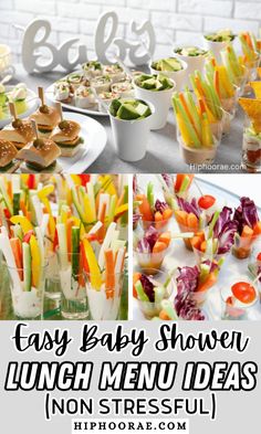 easy baby shower lunch menu ideas for non - tressul guests, including sandwiches and salads