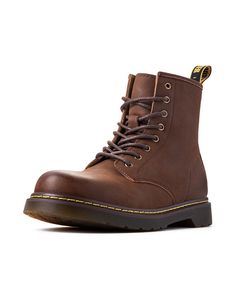 Looking for a boot that combines style and functionality? Look no further than our British Retro High-Top Leather Motorcycle Martin Men's Boot. 👞 Style Meets Versatility: These Martin boots are not just shoes; they're a style statement. With a classic plain pattern available in black and brown, they effortlessly elevate your fashion game. Plus, they're suitable for all seasons – from chilly winters to breezy springs. 🚀 Comfortable Every Step of the Way: Say goodbye to painful feet. Our lace-up Dress Brown Boots, Brown Casual Boots, Cow Hide Shoes, Character Clothes, Boots Patterns, Mens Fashion Classic, Boot Style, Mens Leather Boots, Classic Boots