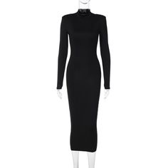 Introducing our Women Black Long Sleeve Bodycon Midi Party Dress – a captivating blend of elegance and allure perfectly designed for those who embrace the Sexy & Club style. With its sleek and sophisticated silhouette, this dress is crafted to enhance your curves and embrace your confidence. The Sheath Silhouette, combined with a Slim Fit and High Stretch Elasticity, ensures a figure-hugging look that flatters your body's natural contours. The Turtleneck neckline adds a touch of sophistication w Fitted Winter Maxi Dress For Evening, Long Stretch Bodycon Dress For Party, Black Bodycon Maxi Dress For Party Season, Elegant Solid Color Bodycon Dress For Night Out, Elegant Winter Bodycon Dress For Party, Elegant Solid Color Bodycon Evening Dress, Elegant Solid Color Evening Bodycon Dress, Fitted Midi Dress For Winter Party, Elegant Fitted Winter Maxi Dress