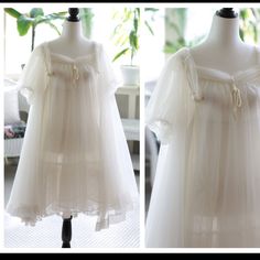 Bought On Etsy No Defects Authentic 1950s Vintage Sheer White Nightgown, White Lingerie Dress Vintage, 1800 Nightgown, Vintage Sheer Sleepwear For Night, 1940s Pjs, Cream Sheer Nightgown For Sleep, Sheer Cream Nightgown For Sleep, Sheer Cream Nightgown For Wedding Night, 1960 Nightgown