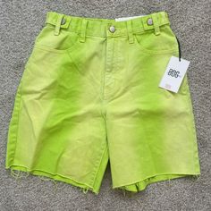 Lime Green Carpenter Shorts From Urban Outfitters. Size 26, Never Worn. Casual Green Jean Shorts For Summer, Trendy Green Relaxed Fit Shorts, Green Summer Jean Shorts, Trendy Green Cutoff Shorts, Green High-waisted Jean Shorts For Summer, Green High-waisted Jean Shorts For Spring, Green Relaxed Fit Bermuda Shorts For Spring, High Waist Green Shorts For Summer, High Waist Green Summer Shorts