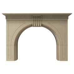 an arch is shown in the shape of a stone fireplace mantel with columns on each side