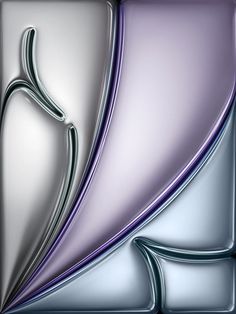 an abstract image of a person standing in front of a purple and silver background with wavy lines