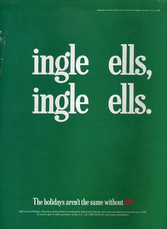 an advertisement with the words single, elviss, and bells in white on a green background