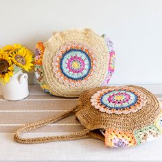 In stock fast shipping from Los Angeles! The Elena Handbags Boho Round Beach Straw Tote is the perfect accessory to elevate your summer style. Handcrafted with eco-friendly woven straw, this stunning boho shoulder bag is sure to make a statement whether you're beach-going, yoga-practicing or running everyday errands. Carry your essentials in style with this chic and sustainable tote. Zipper closureFully linedInside pocketStrap drop: 11 inchesSize: 17.5 in diameter Designer Style ID: 8627 Boho Round Beach Woven Bag, Handmade Straw Woven Shoulder Bag, Summer Beach Bag Bohemian Beige Straw Bag For Vacation, Bohemian Beige Shoulder Bag For Beach Season, Bohemian Beige Bags For Beach Season, Bohemian Beige Shoulder Bag For The Beach, Beach Season Bohemian Beige Shoulder Bag, Bohemian Brown Straw Bag For Beach, Bohemian Brown Straw Bag For Vacation, Bohemian Shoulder Bag For Spring Travel, Bohemian Beige Shoulder Bag For Beach