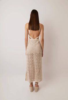 Tuscany Crochet Maxi Dress Beige Crochet, Lace Halter Dress, Crochet Lace Dress, Crochet Maxi Dress, Crochet Maxi, Maxi Dress Sale, Summer Capsule Wardrobe, Crochet Halter, Halter Maxi Dress