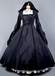 Black Retro Long Sleeve Gothic Victorian Dress Women Vampire Costume Halloween Party Dress Masquerade Gown, Dresses Victorian, Witch Clothes, Gothic Victorian Dresses, Halloween Party Dress, Witch Dress, Gothic Victorian, Black Retro, Ruffles Fashion