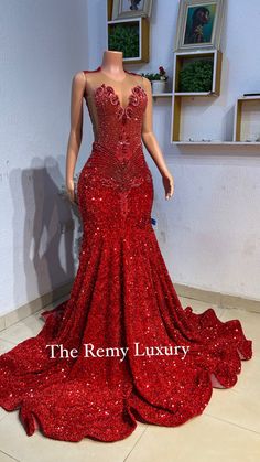 Red Prom Dress Sweetheart Neckline, Red Beaded Prom Dress, Red Gold Prom Dress, Red Nigerian Dress, Red Prom Theme, Corset Prom Dress Black Women, Red Prom Dress Inspiration, Red And Silver Prom Dress, Red Prom Dress Black Women