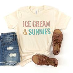 Looking for a cute tee for your kids? We have the perfect Ice Cream And Sunnies graphic tee addition to their closet! Also available in toddler tees. Funny Graphic Print Tops For Summer, Playful Summer T-shirt With Funny Text, Funny Graphic Print T-shirt For Spring, Funny Pre-shrunk T-shirt For Summer, Playful Summer Tops With Funny Text, Funny Spring Tops With Letter Print, Funny Letter Print Tops For Spring, Fun Slogan T-shirt For Spring, Fun Cotton T-shirt With Funny Print