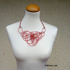 RED STATEMENT NECKLACE A red statement necklace, Big unique jewelry for woman gift, Aluminum and pearl necklace, Gift for mom, Anniversary gift, Handmade Unique gift, Charm necklace, Big Necklace, Chic necklace The necklace is made by hand with aluminum wire and one Baroque pearl. This necklace is a very light and interesting design. You can wear it anytime or have it for special occasions. ---------------------------------------- With this necklace you can order a ring ( in the same color) to c Handmade Red Necklaces For Valentine's Day, Handmade Red Jewelry For Mother's Day, Red Necklaces For Mother's Day Party, Red Necklace For Mother's Day Party, Mother's Day Red Party Necklaces, Elegant Red Necklaces For Mother's Day, Elegant Red Necklace For Mother's Day, Unique Red Necklaces For Valentine's Day, Red Bib Necklace As Gift